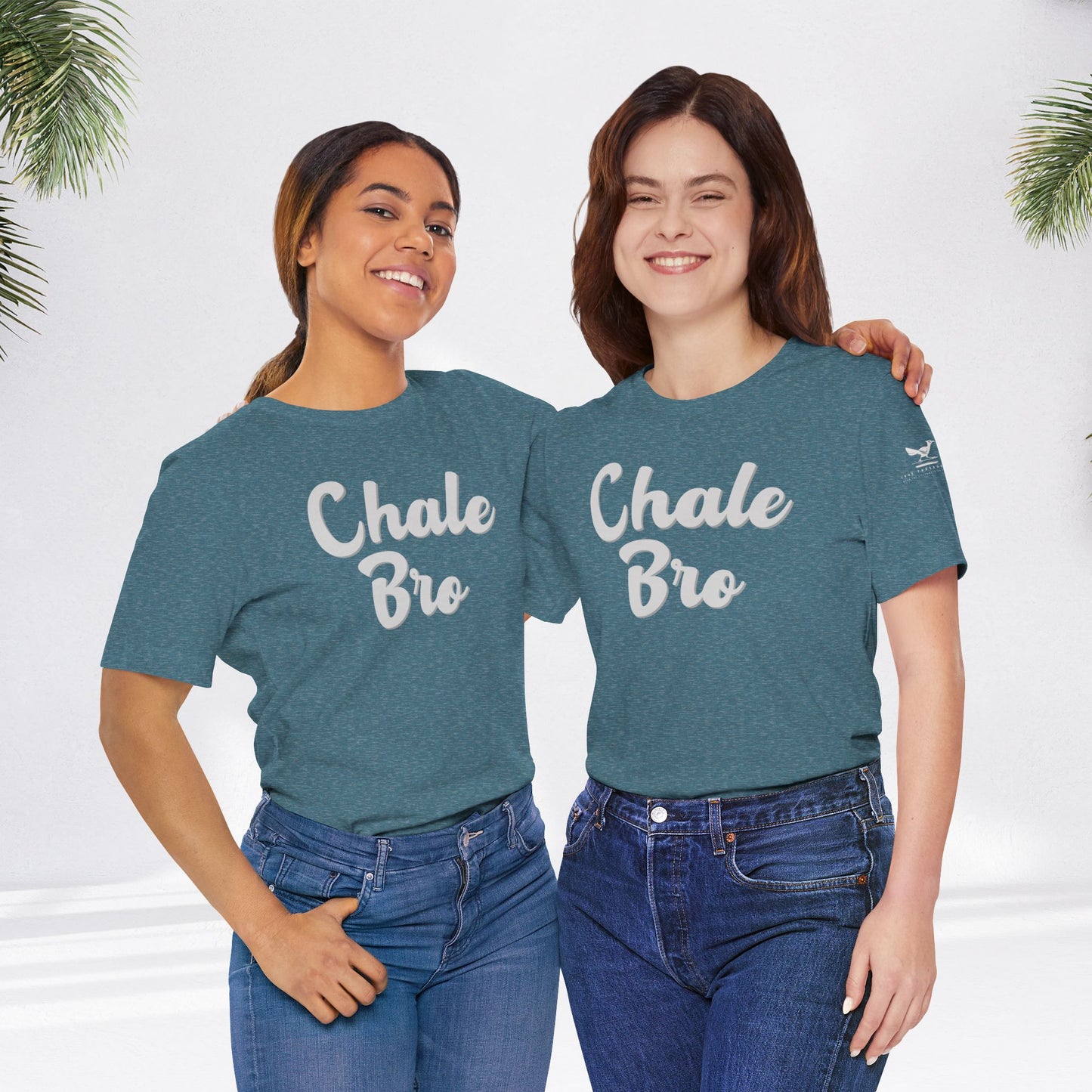Heather Deep Teal short-sleeve unisex tee with "Chale Bro" white script, relaxed fit.