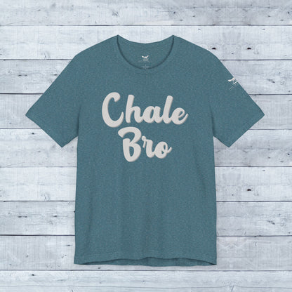 Heather deep teal tri-blend tee with white "Chale Bro" playful slogan and relaxed fit.