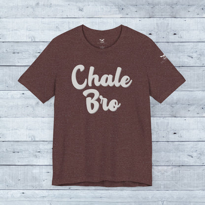 Heather maroon tri-blend tee with white "Chale Bro" playful slogan in casual relaxed fit.