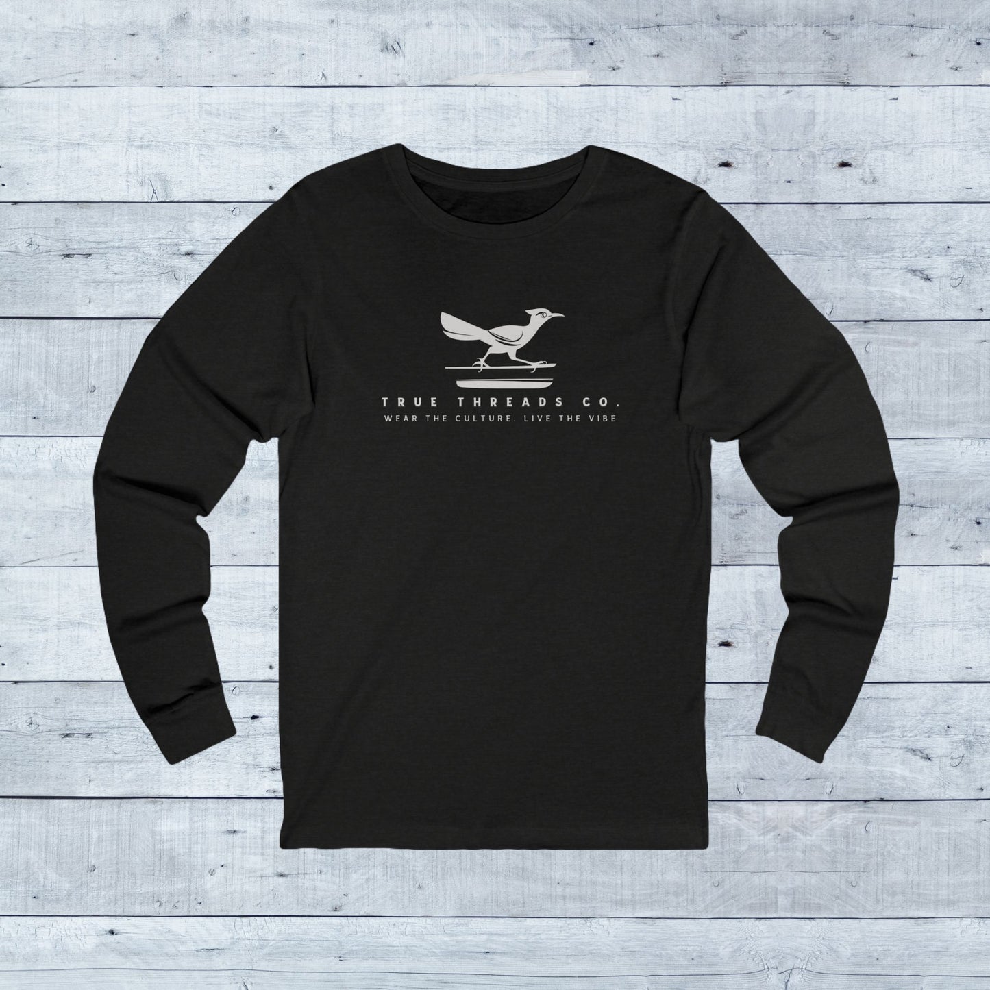 True_Threads_Back_Heather_Classic_Long_Sleeve_-_Grey_Wood_Background