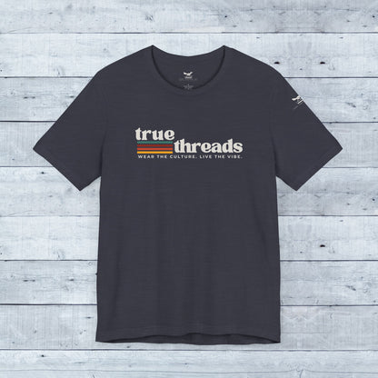 True_Threads_Co._Color_Block_Logo_Heather_Midnight_Navy_Tee